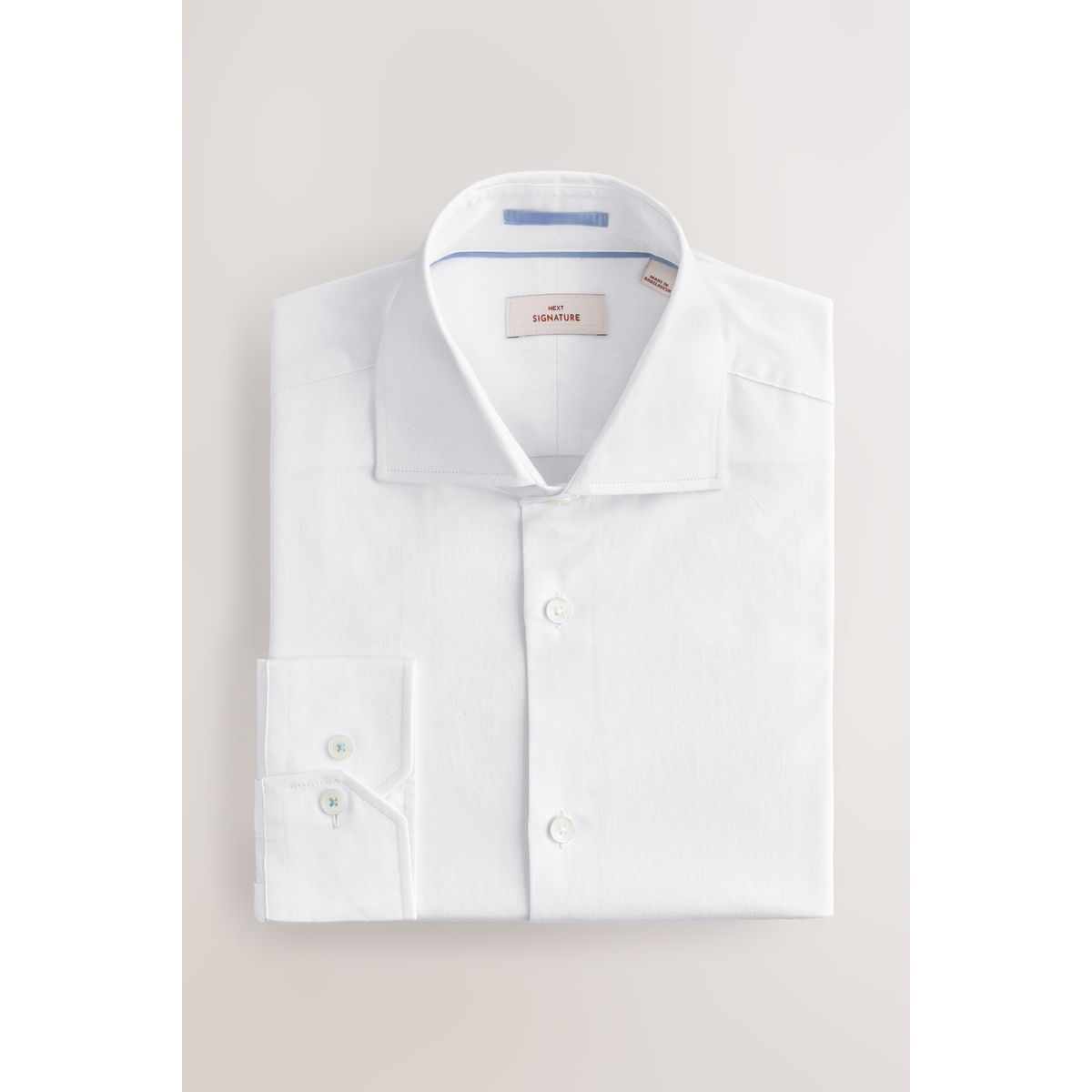 Chemise satinée manches longues pima blanc, NEXT
