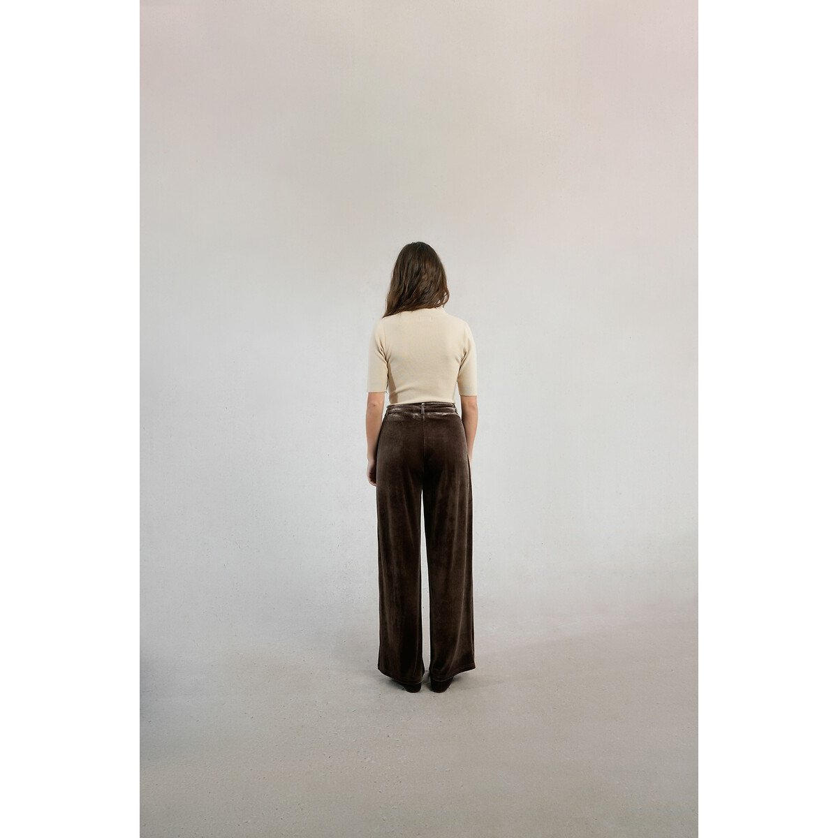 Velour Wide Leg Trousers brown, MOLLY BRACKEN