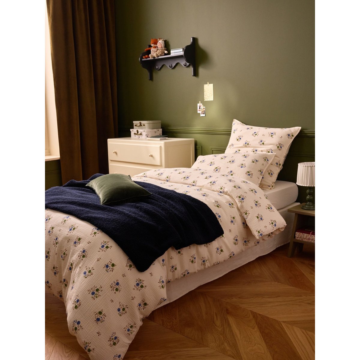 Housse de couette gaze de coton "LOUISON" imprimé rosa blue, CYRILLUS
