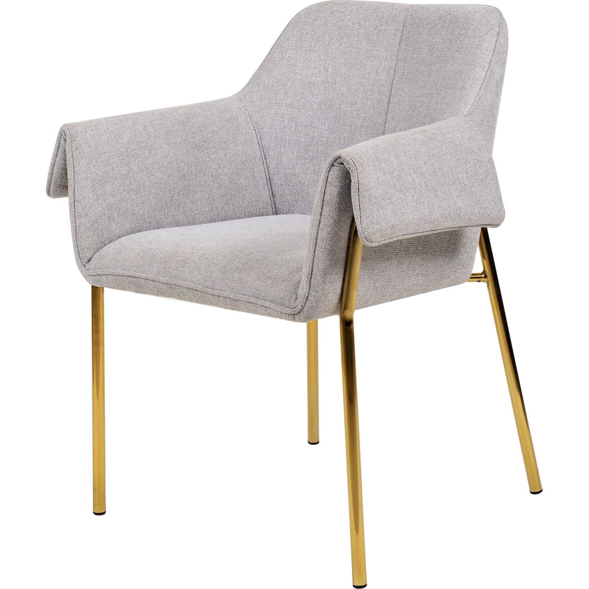 Chaise de salle à manger en tissu, Galia gris clair avec pieds dorés, ARTE ESPINA