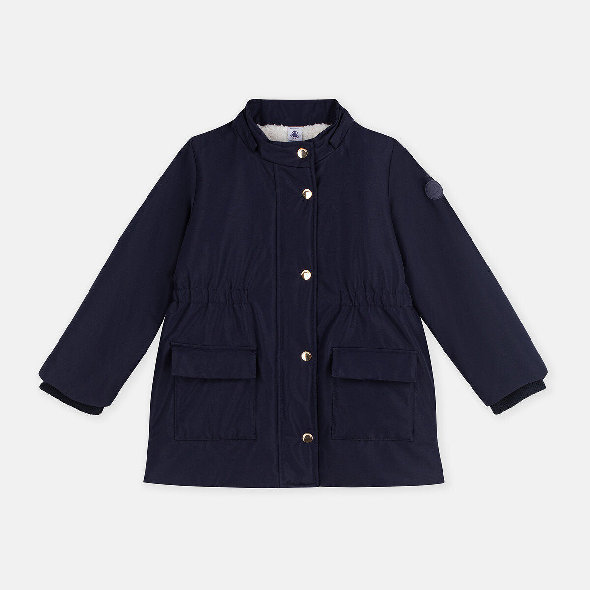 Parka di media lunghezza con cappuccio, in tinta unita blu marino, PETIT BATEAU