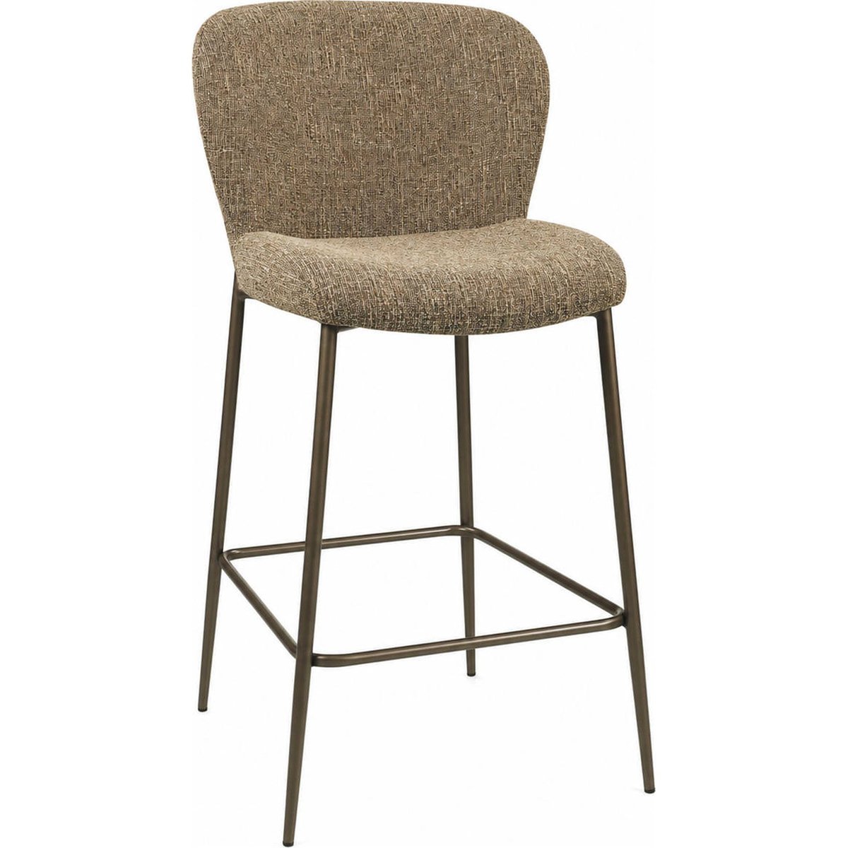 Tabouret de comptoir en tweed et fer tweed brun, RECOLLECTION