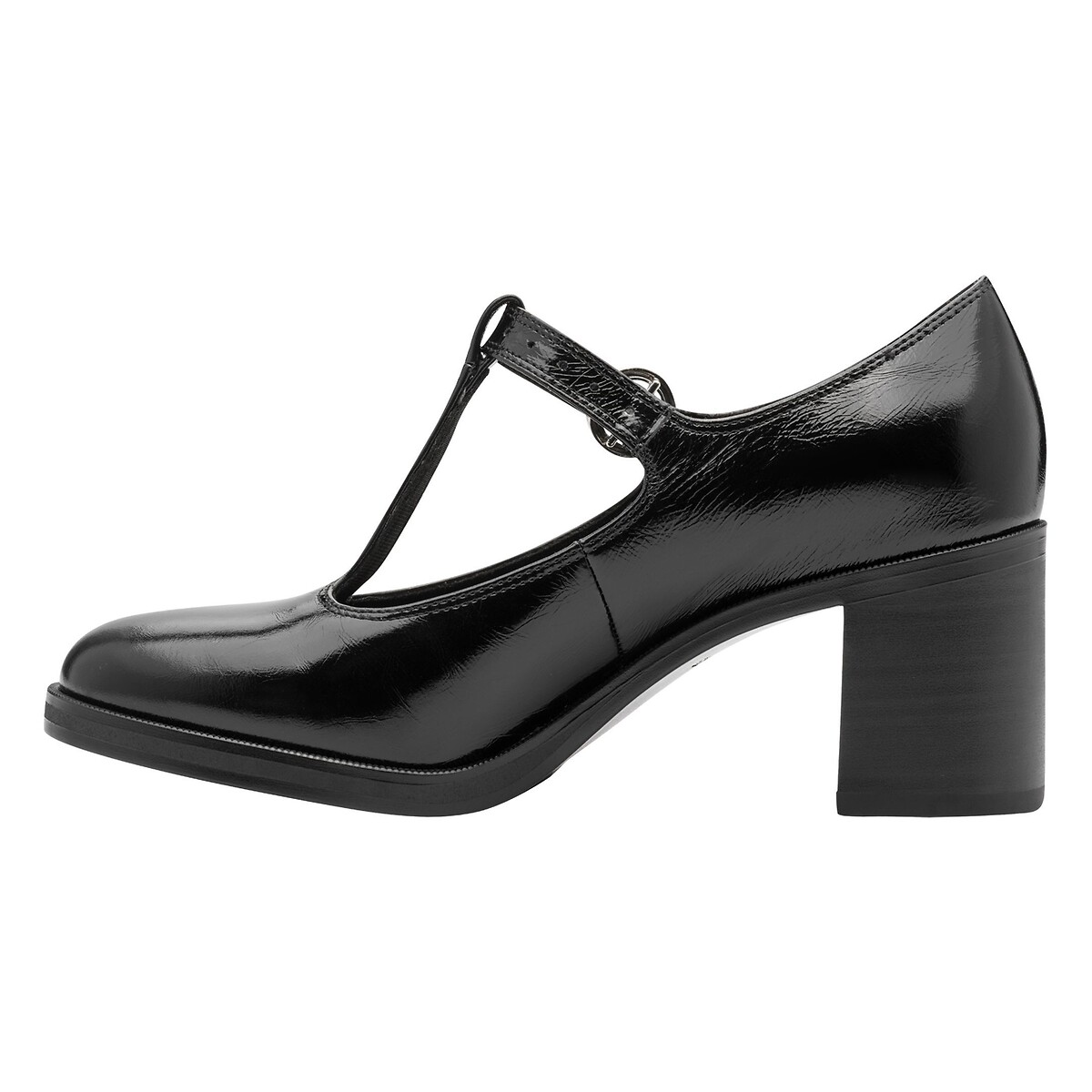 Chaussures salomé en cuir à talons noir, TAMARIS