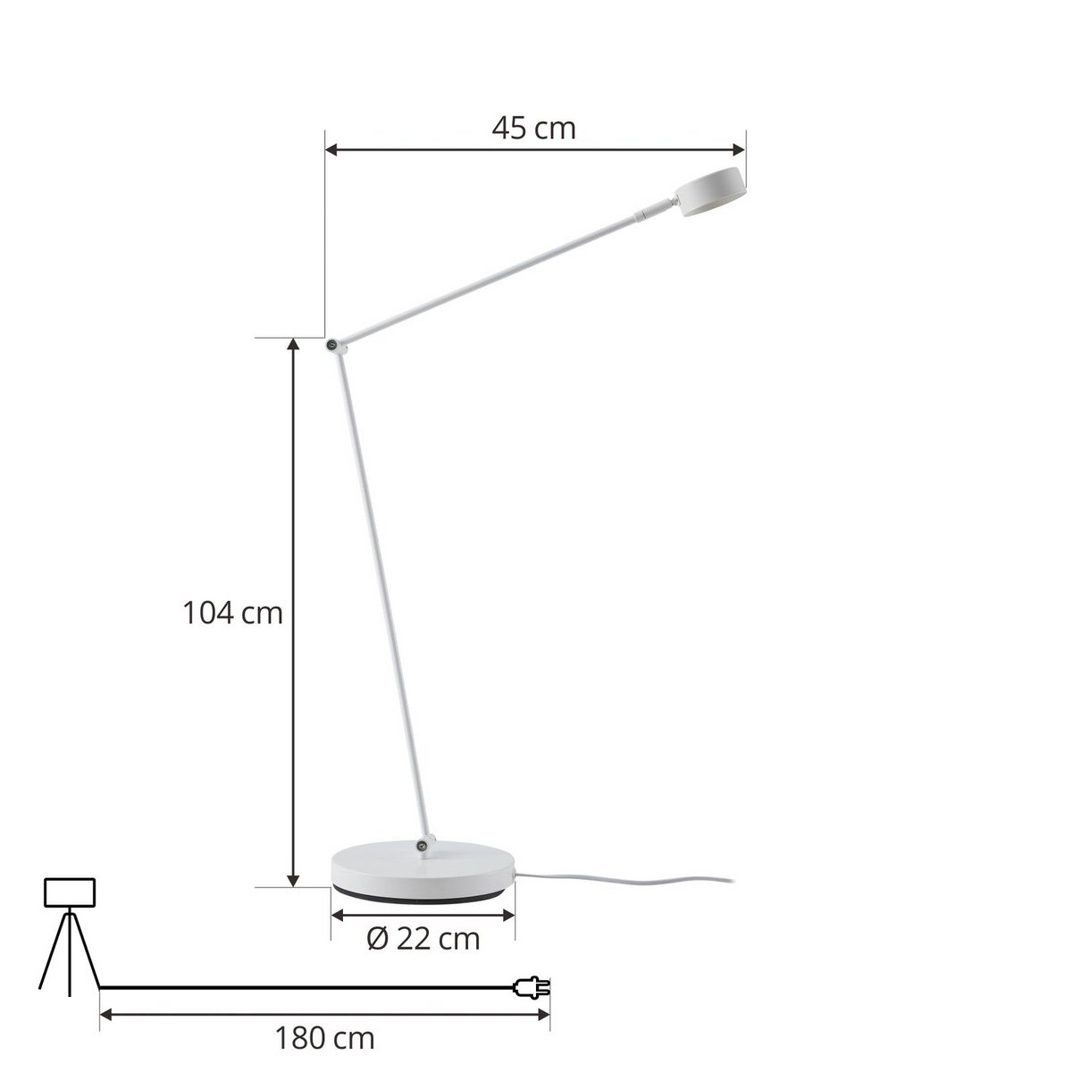 Lampadaire en métal moderne, Jyla blanc mat, LINDBY
