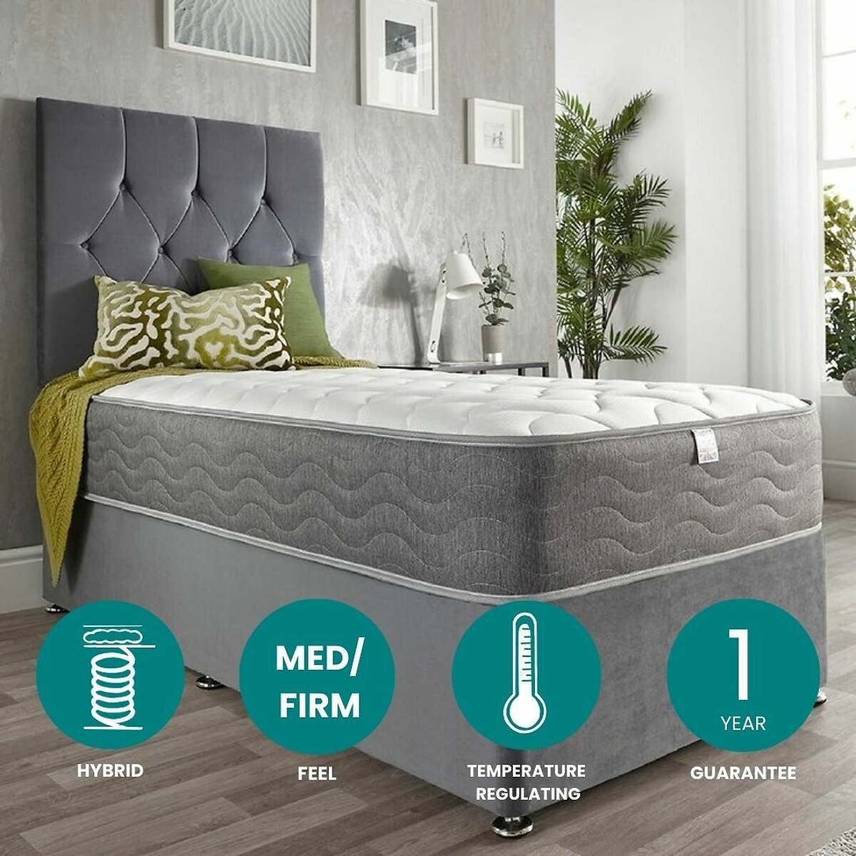 Double Comfort Cool Relief Hybrid Memory Foam & Spring Mattress white, ASPIRE
