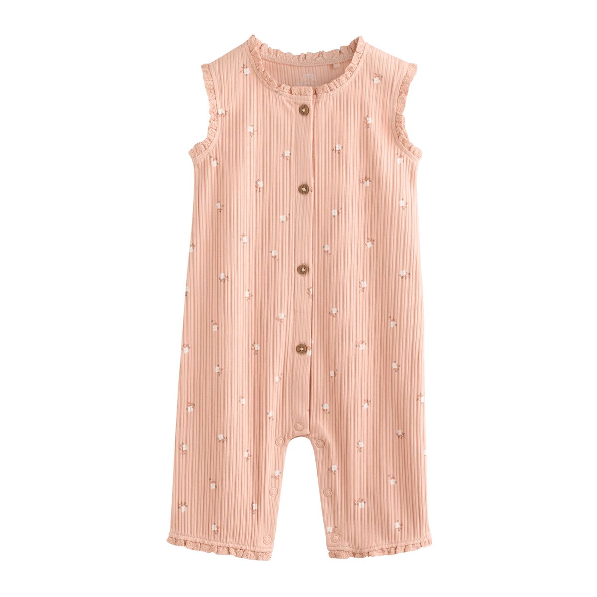 Barboteuse bébé boutonnée, lot de 3 imprimé floral ton sur ton marron, NEXT