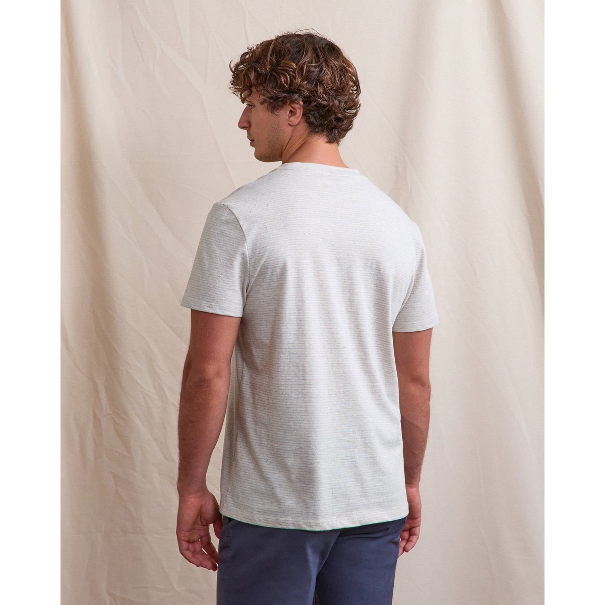T-shirt OLONNE écru et bleu clair, FAGUO