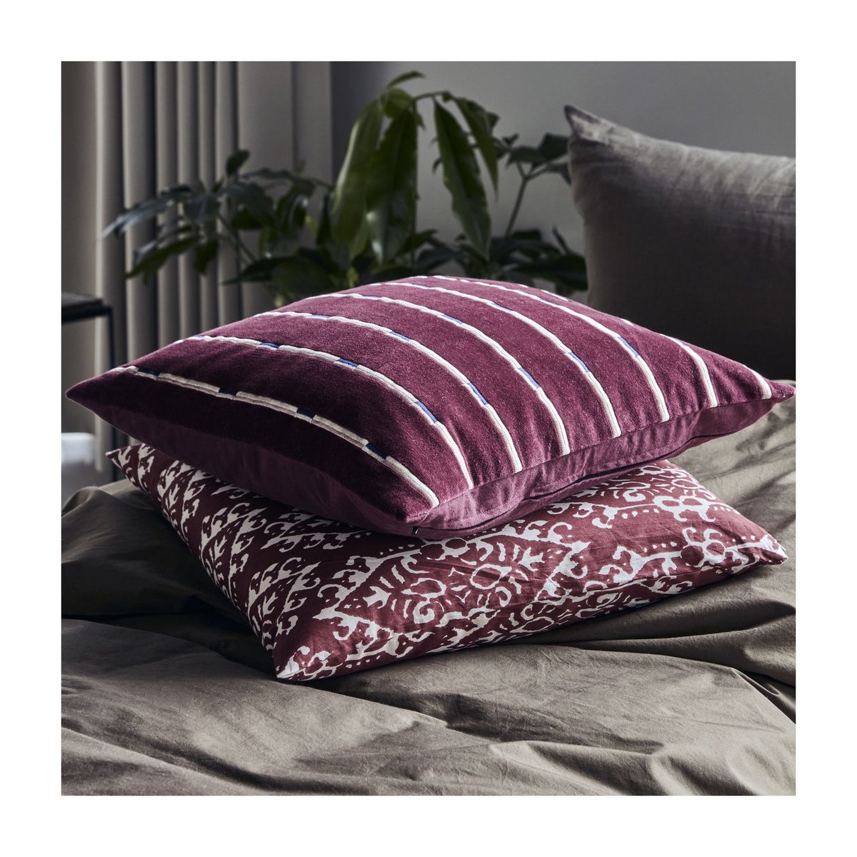 Housse de coussin Nalo bordeaux, bleu, HOUSE DOCTOR