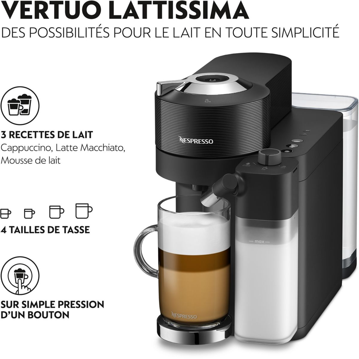 Nespresso One Noire ENV300.B couleur unique, DELONGHI