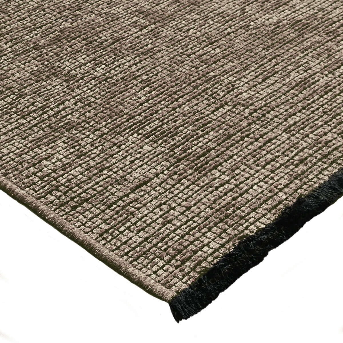 Tapis salon tissé plat coton dos antidérapant MILANO anthracite, THE DECO FACTORY