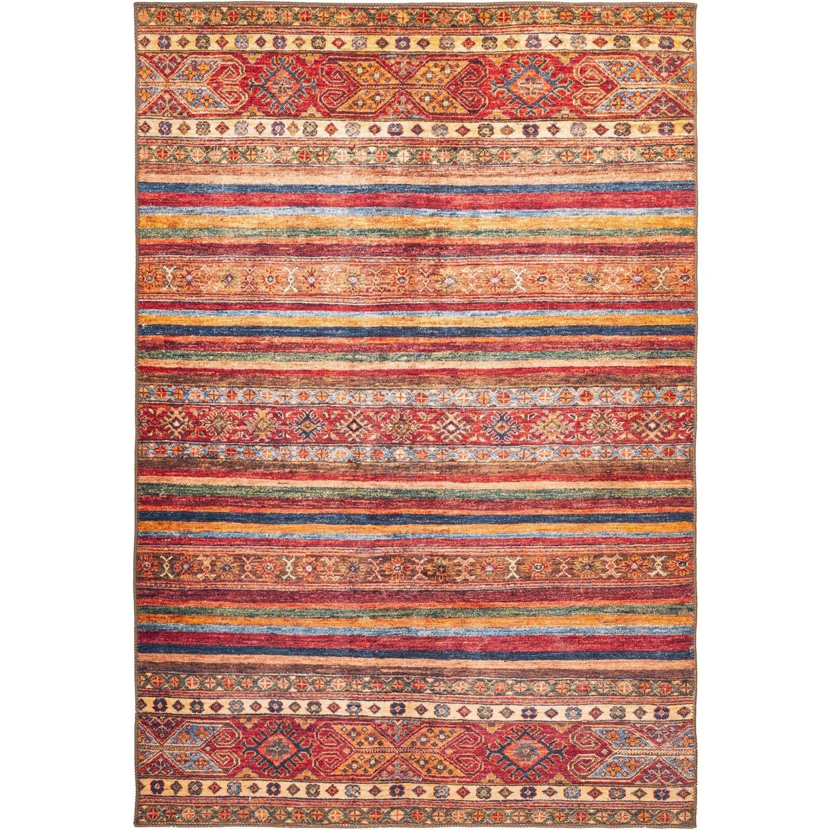Tapis rectangulaire tissé en polyester Faye 725 multicolore et rouge, ARTE ESPINA