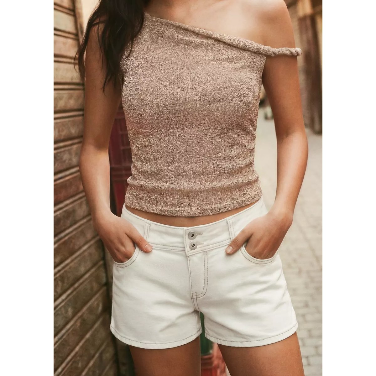 Top texture asymétrique or, MANGO TEEN