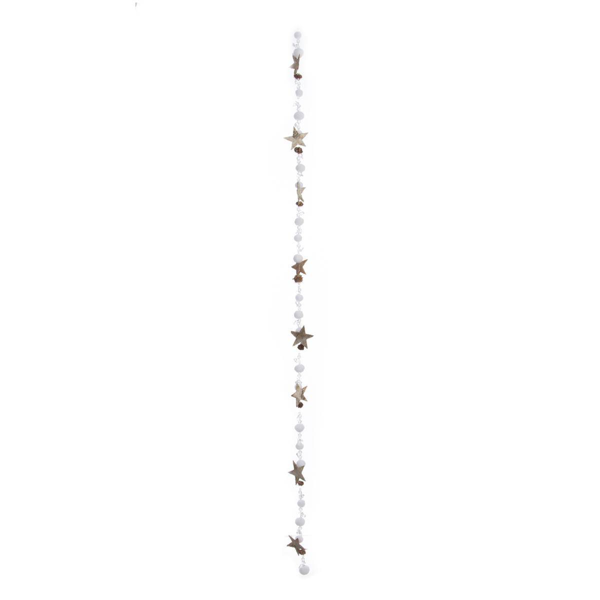Guirlande bois étoile boule de Noël 1,4 m multicolore, ATMOSPHERA