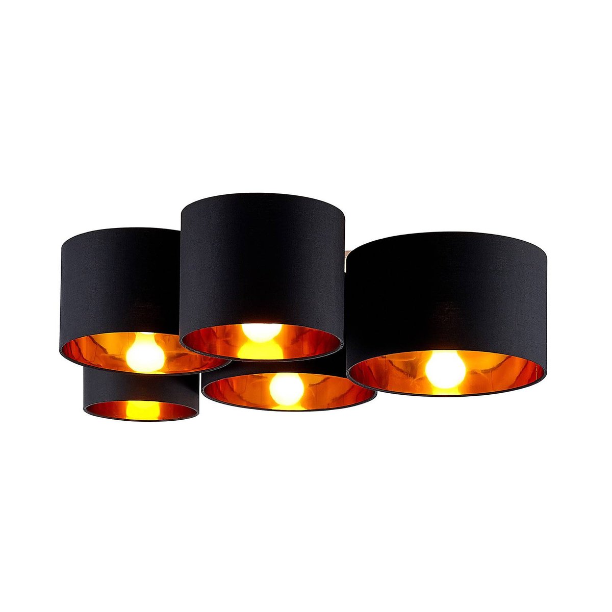 Plafonnier en textile moderne, Laurenz noir, doré, LINDBY