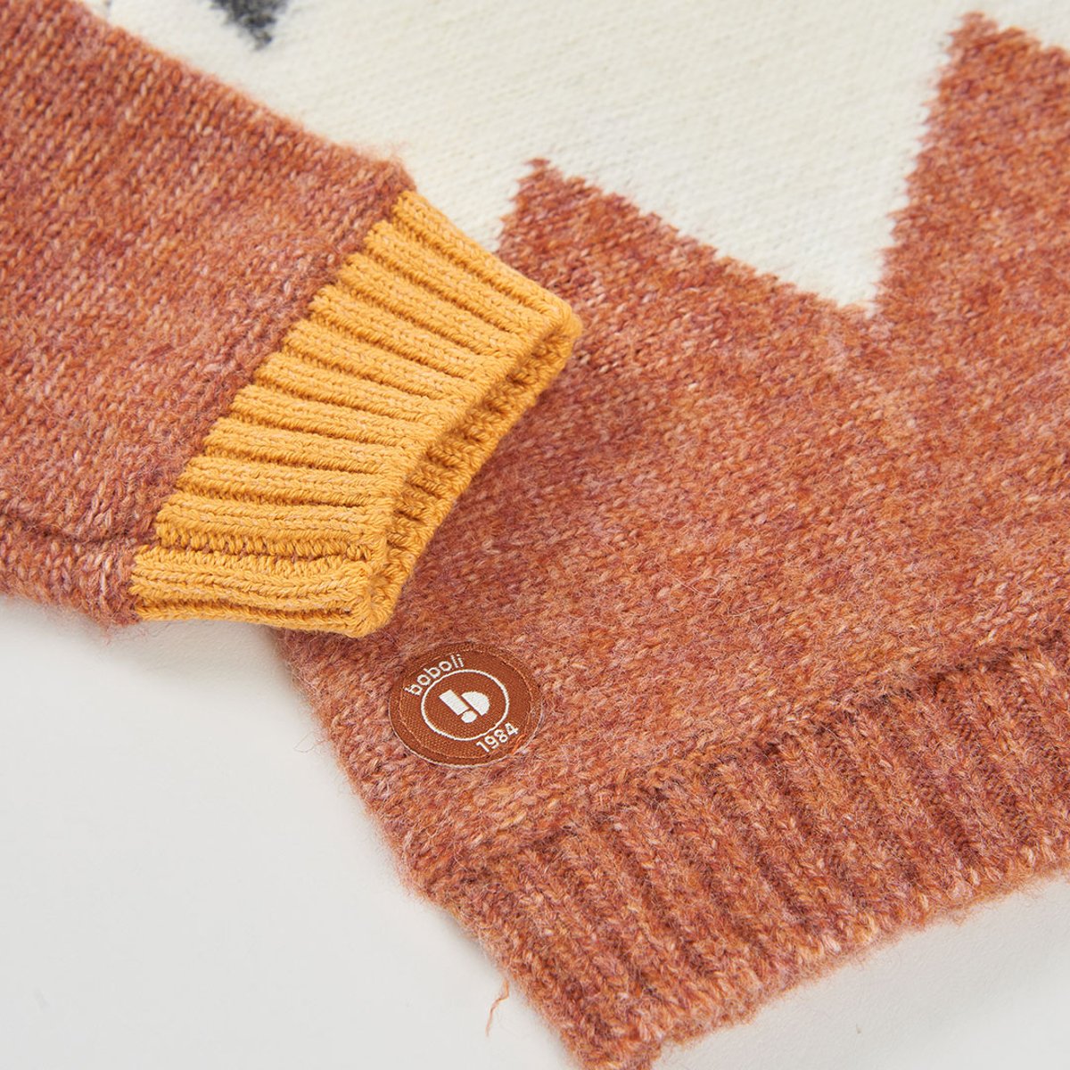 Pull garçon à imprimé géométrique zigzag marron, BOBOLI