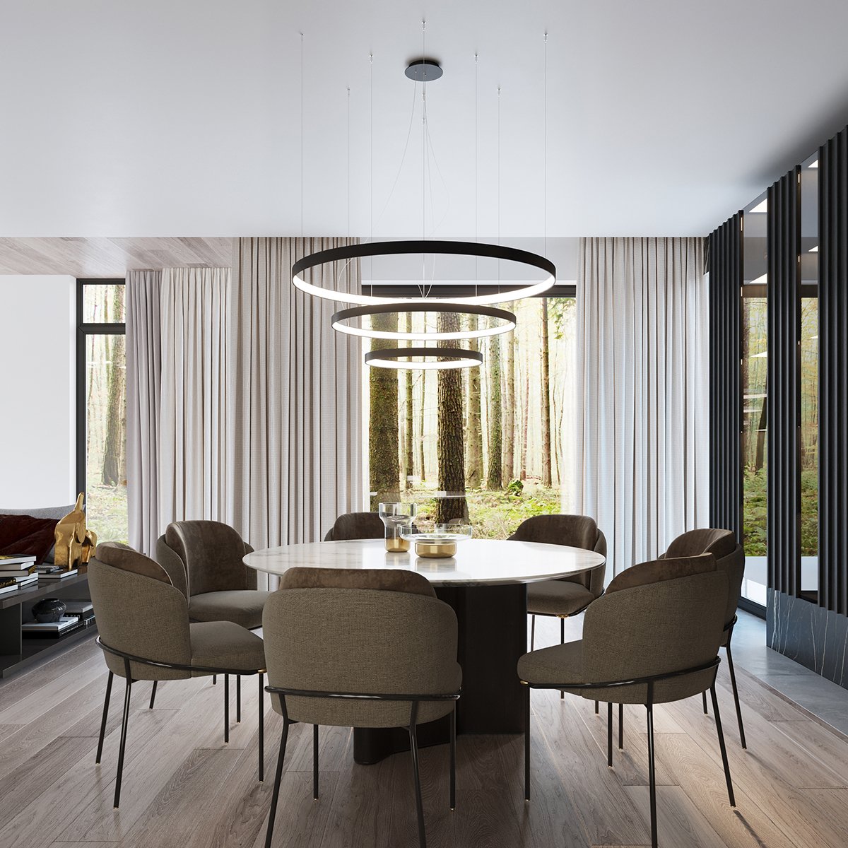Lustre Aluminium Blanc LED 3 Rio blanc, EDEN