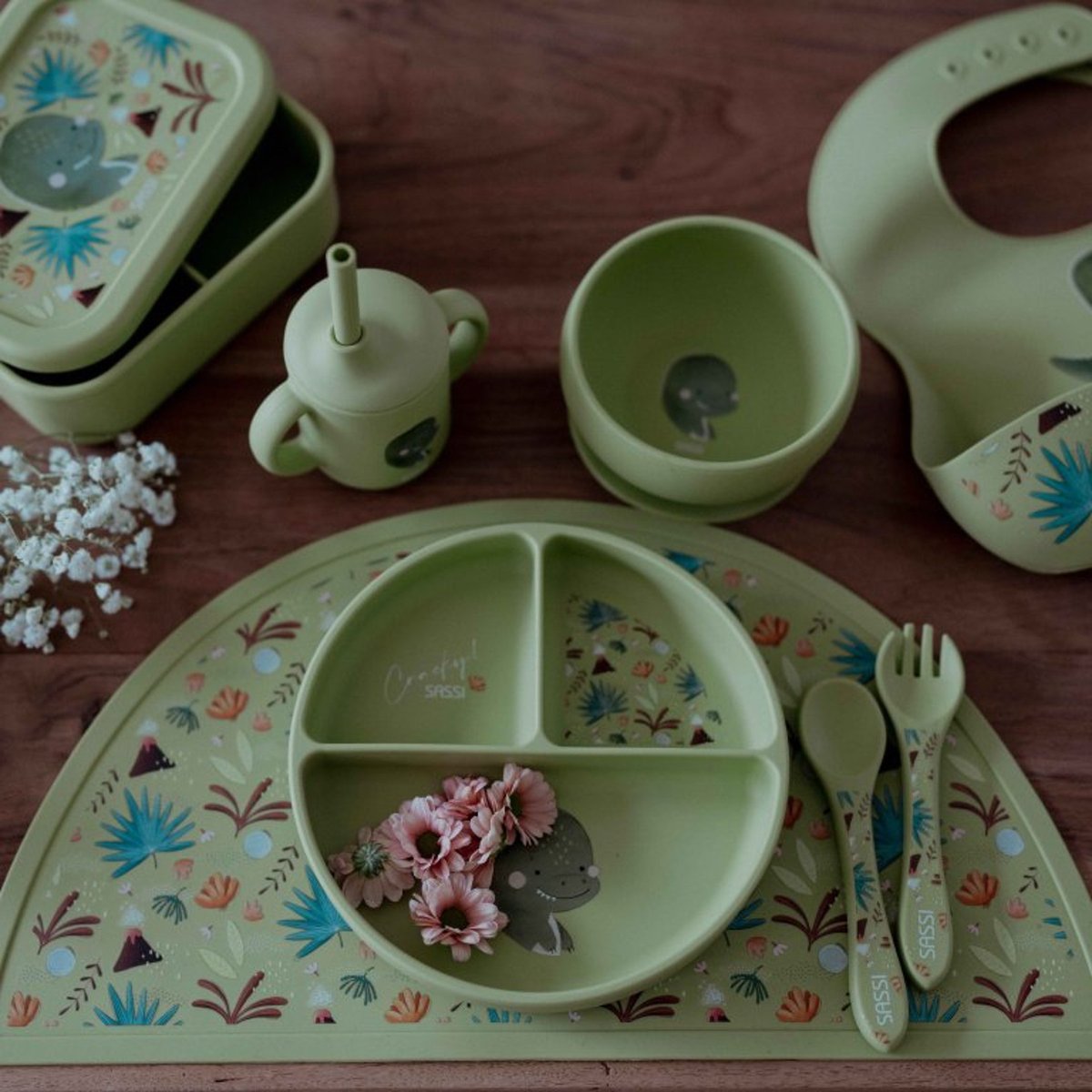Set de table en silicone ANIMAUX vert, SASSI