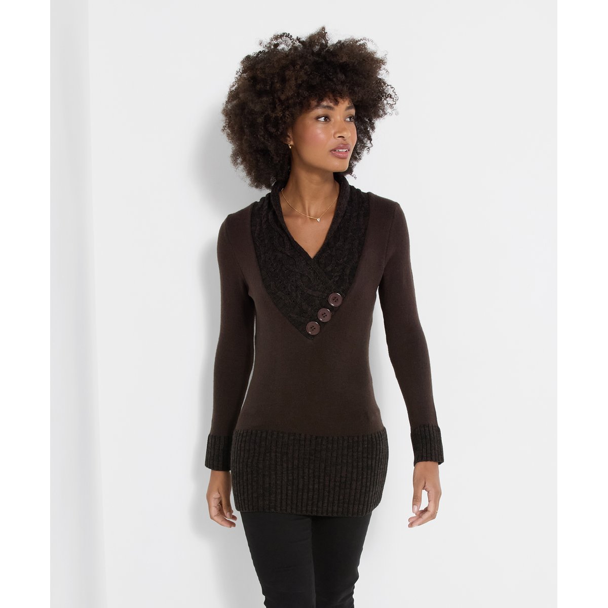 Pull Douillet à Col Cache-Cœur marron, JOE BROWNS