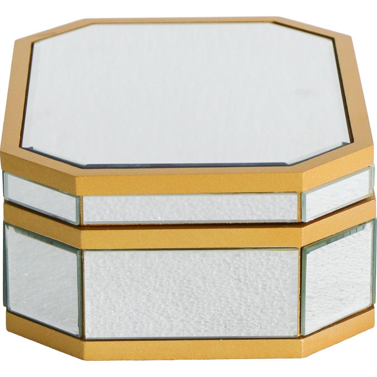 Boîte de rangement en verre effet miroir argent et doré, RECOLLECTION