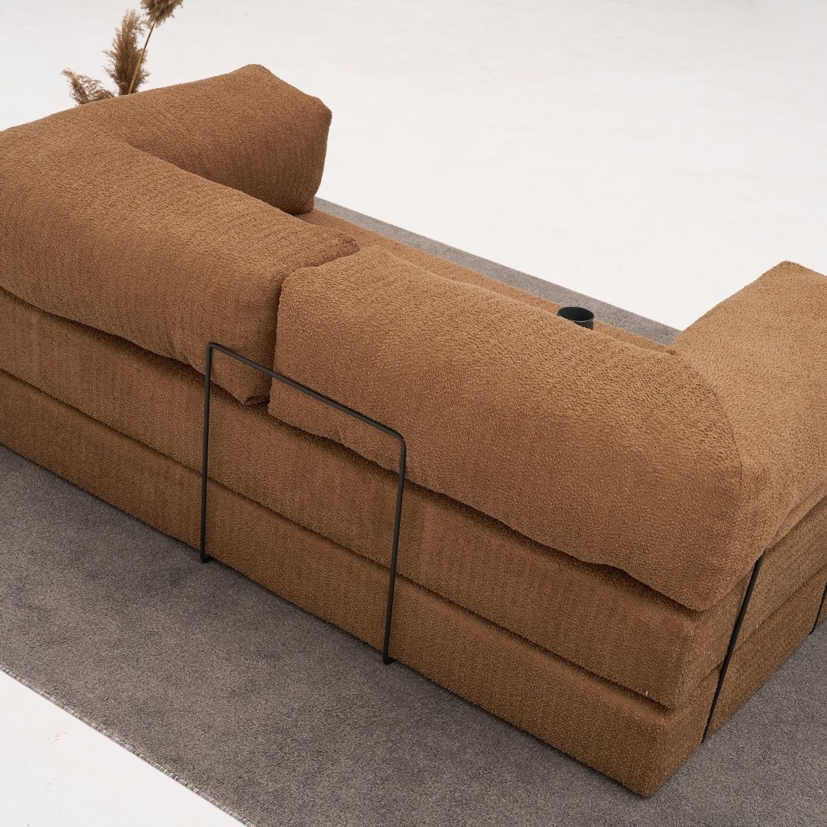 Canapé convertible 3 places en tissu bouclé - PABLO marron, HOMIFAB