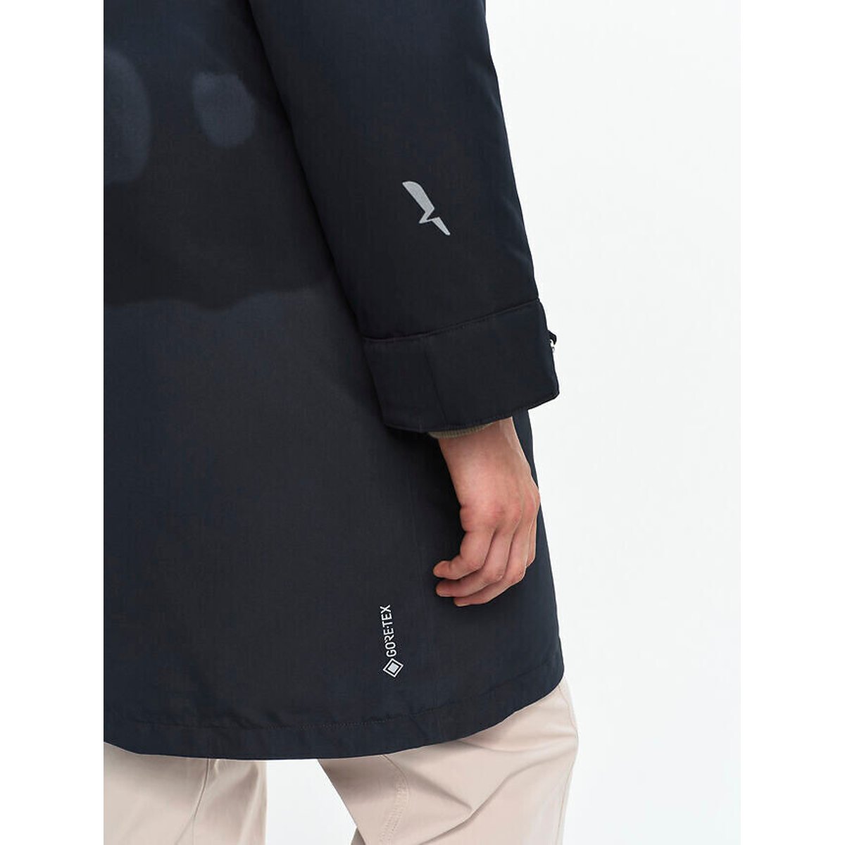 Langer Parka mit fester Kapuze und Reissverschluss für die Übergangszeit schwarz, AIGLE