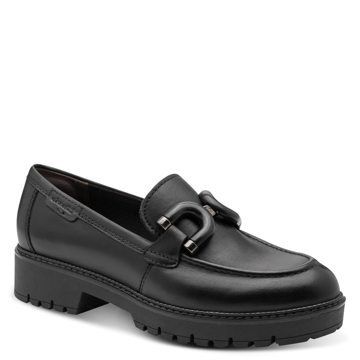 Slipper en cuir noir, TAMARIS