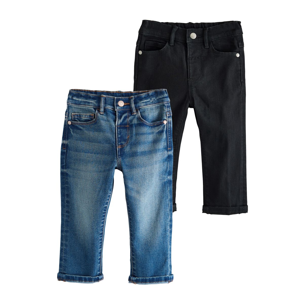 Jean regular stretch confortable, lot de 2 denim bleu moyen/noir, NEXT