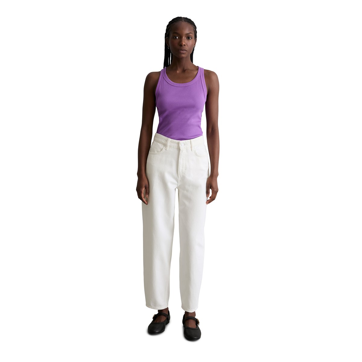 Débardeur côtelé DfC slim en jersey stretch de coton bio violet, MARC O’POLO DENIM
