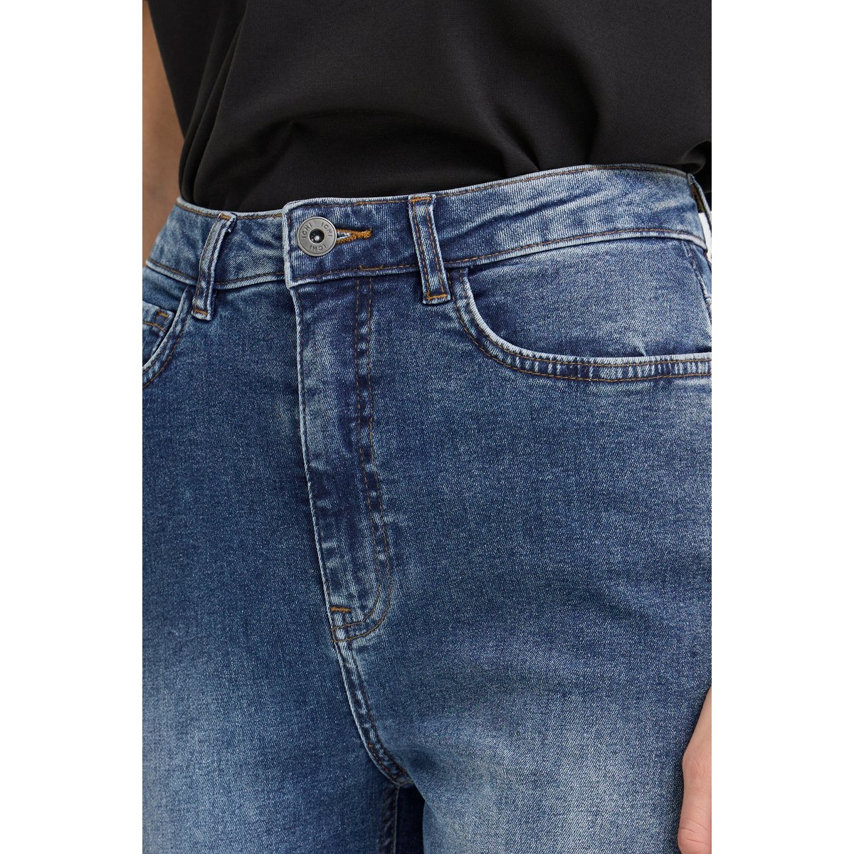 Jeans taille haute, coupe ajustée bleu medium blue, ICHI
