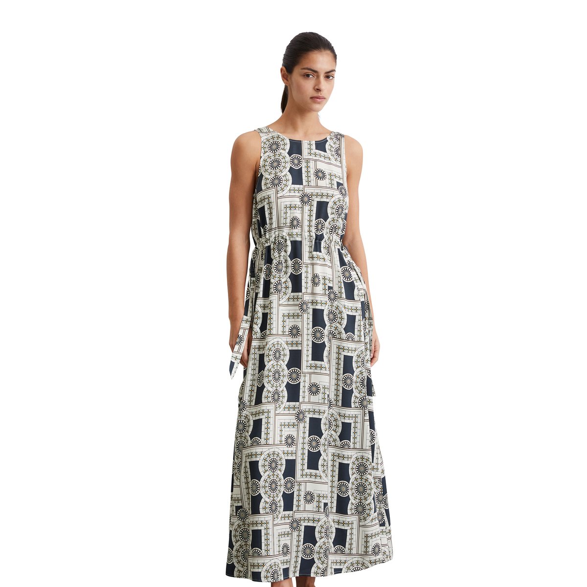 Robe imprimée flared en ECOVERO™ de LENZING™ bleu foncé, MARC O'POLO
