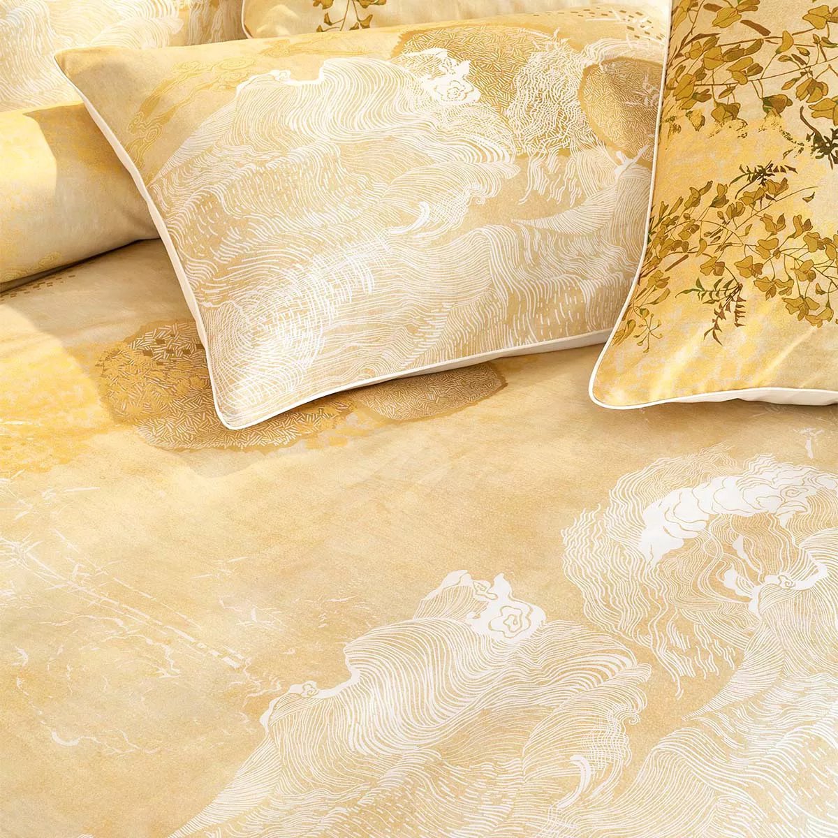 Taie d'oreiller satin de coton SOLEIL D'OR dore, GARNIER THIEBAUT