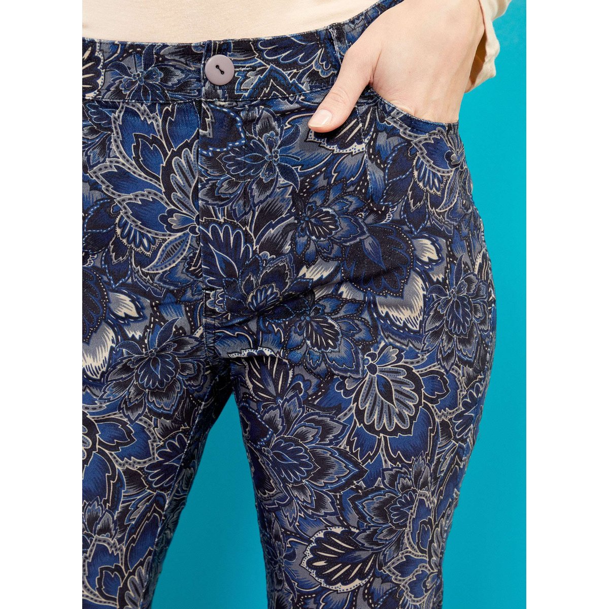 Pantalon droit velours stretch GILS bleu nuit vesturland, LA FIANCÉE