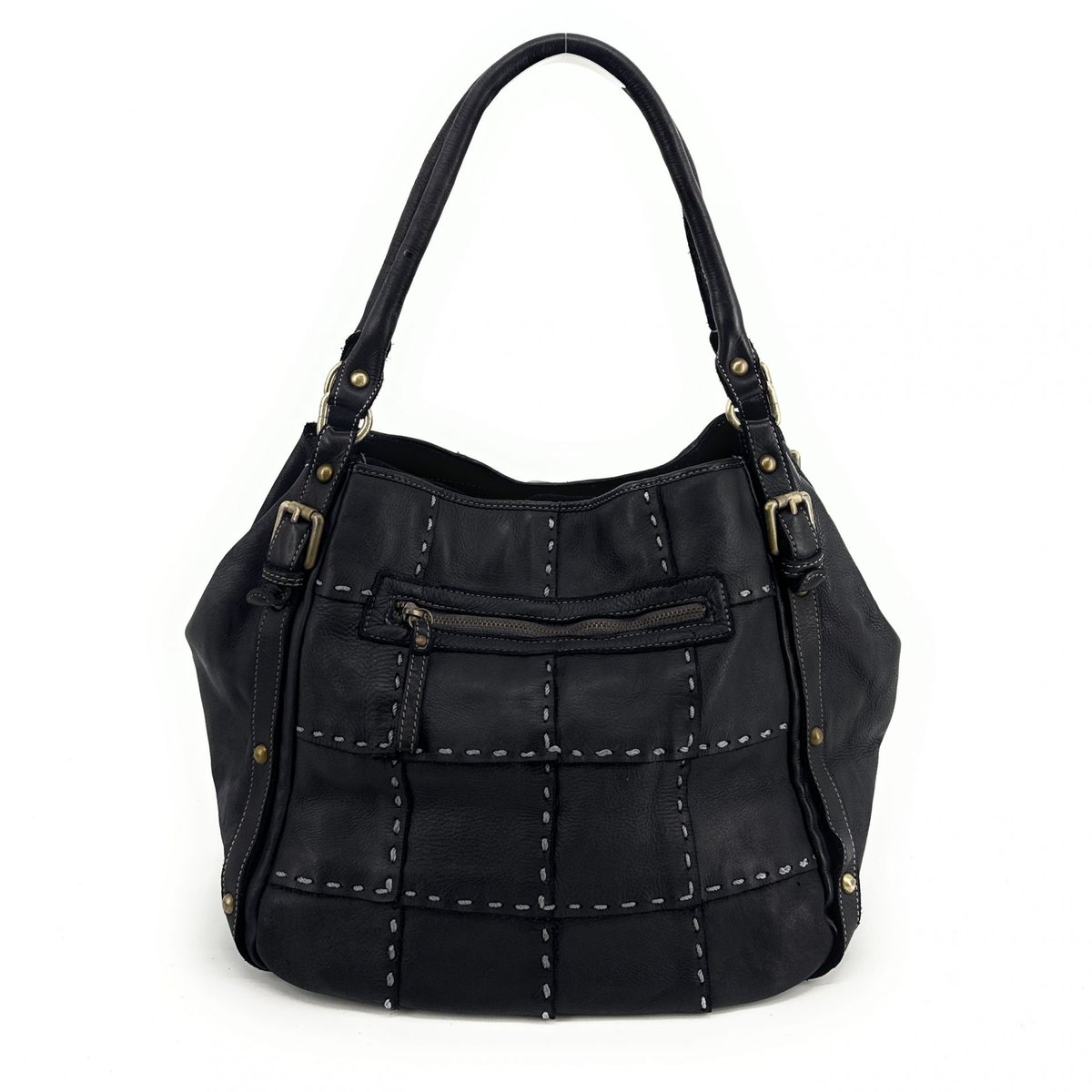 Sac à main en cuir vintage SHELLEY noir, OH MY BAG