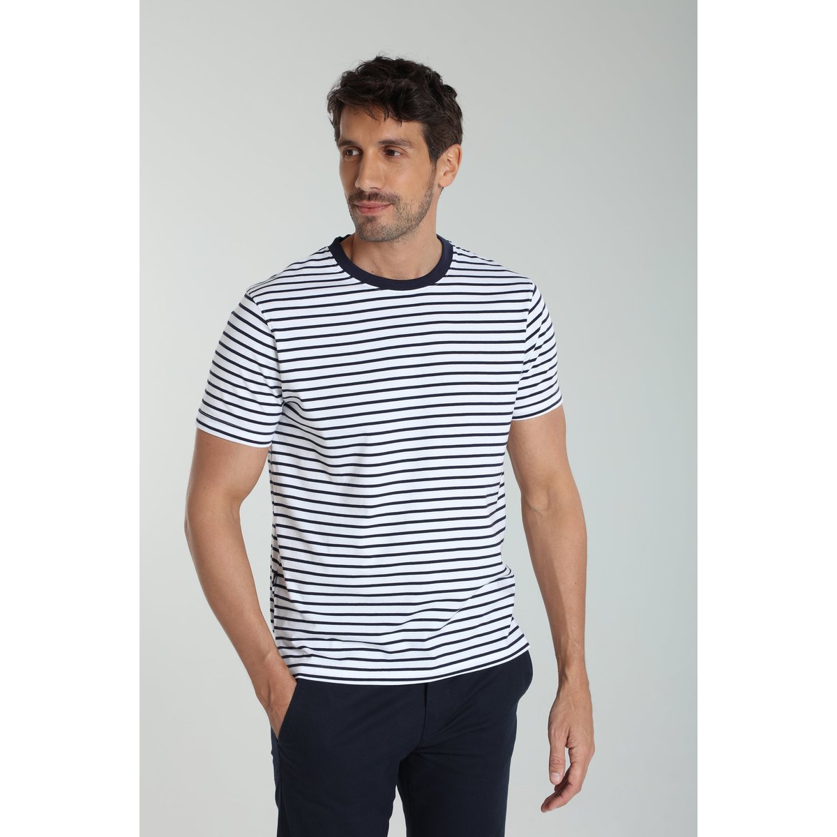 T-shirt manches courtes coton STRIPES blanc, GENTLEMAN FARMER