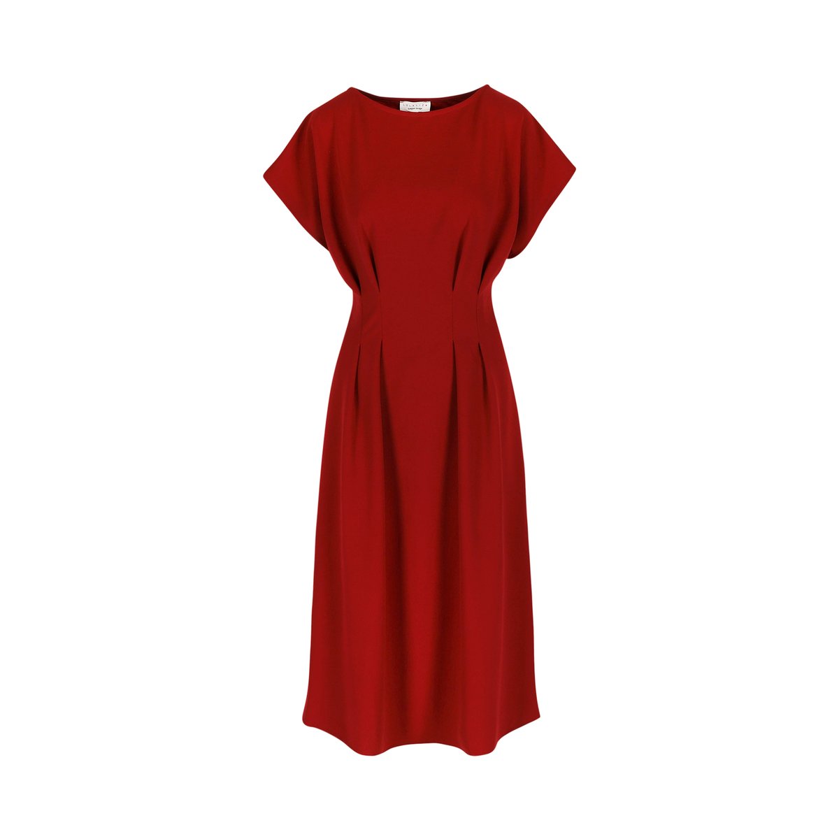 Robe midi à taille plissée rouge, LOLALIZA