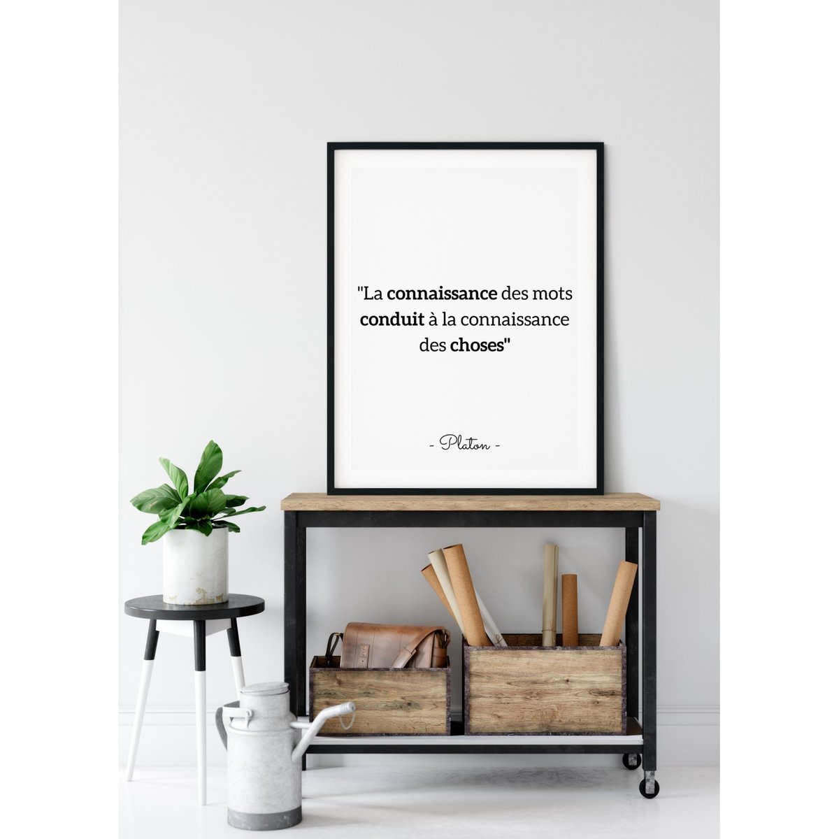 Affiche Platon : 'La connaissance des mots' blanc, L'AFFICHERIE