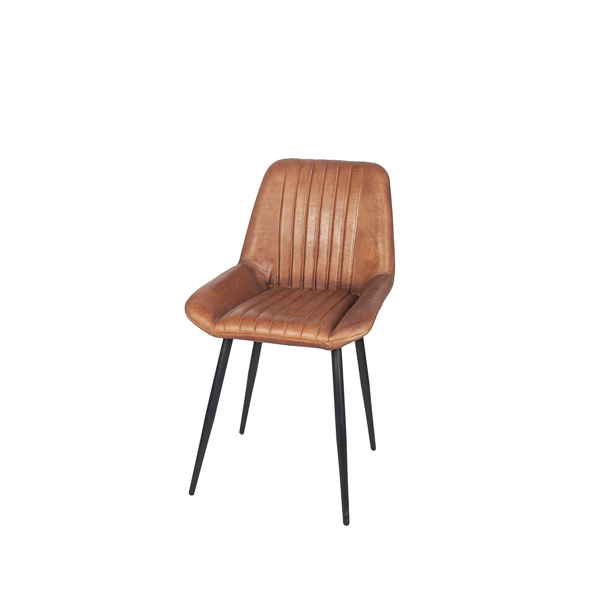 Retro Leather Dining Chair with Iron Legs brown , SO'HOME