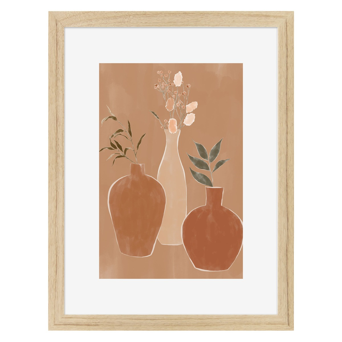 Affiche encadrée Flower, cadre en chêne, 30x40cm terracotta-bois massif fsc, CEANOTHE