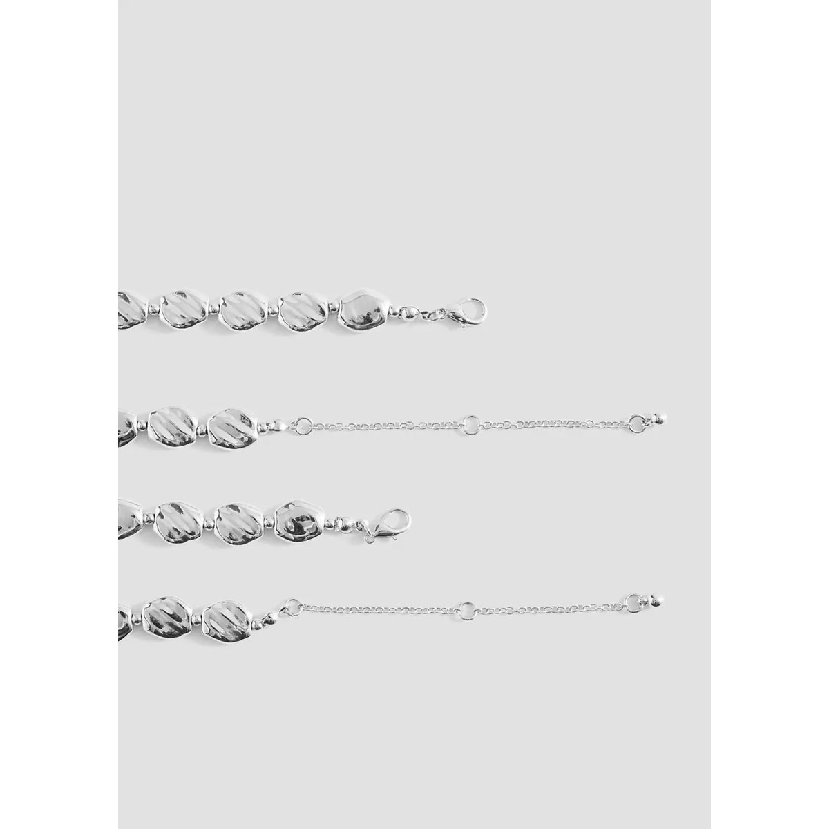Collier combiné avec perles métalliques argent, MANGO TEEN