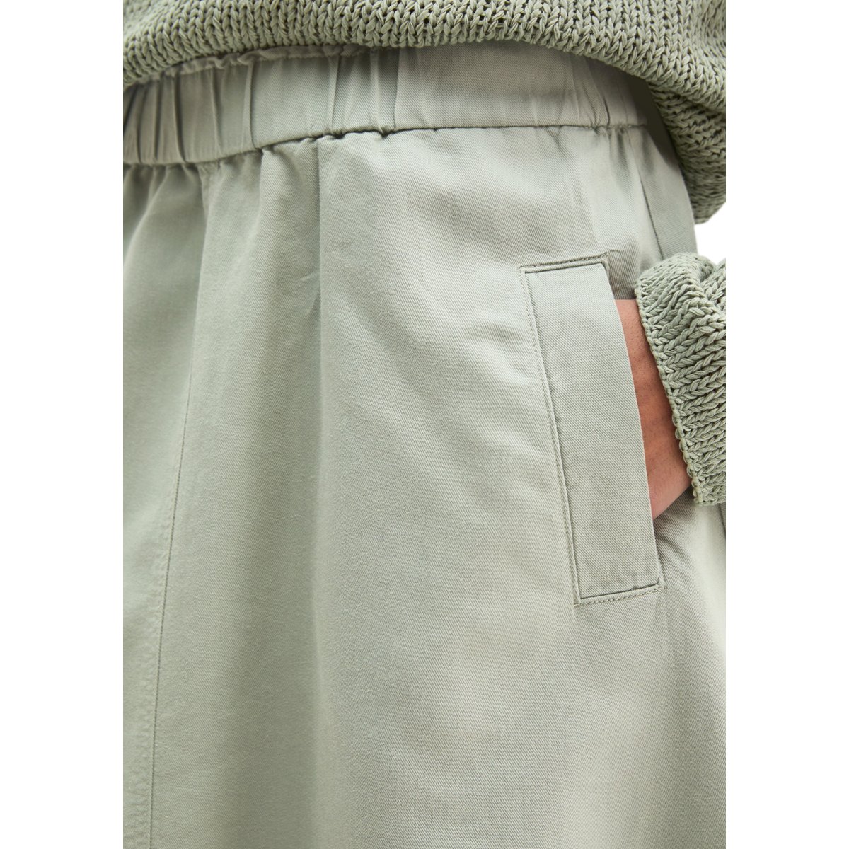 Jupe évasée en mélange de coton organique, de lyocell et de lin vert clair, MARC O'POLO