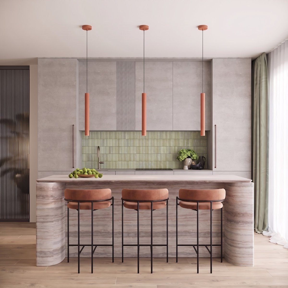 Suspension Acier Ocre Rouge G9 1 Arche ocre rouge, EDEN