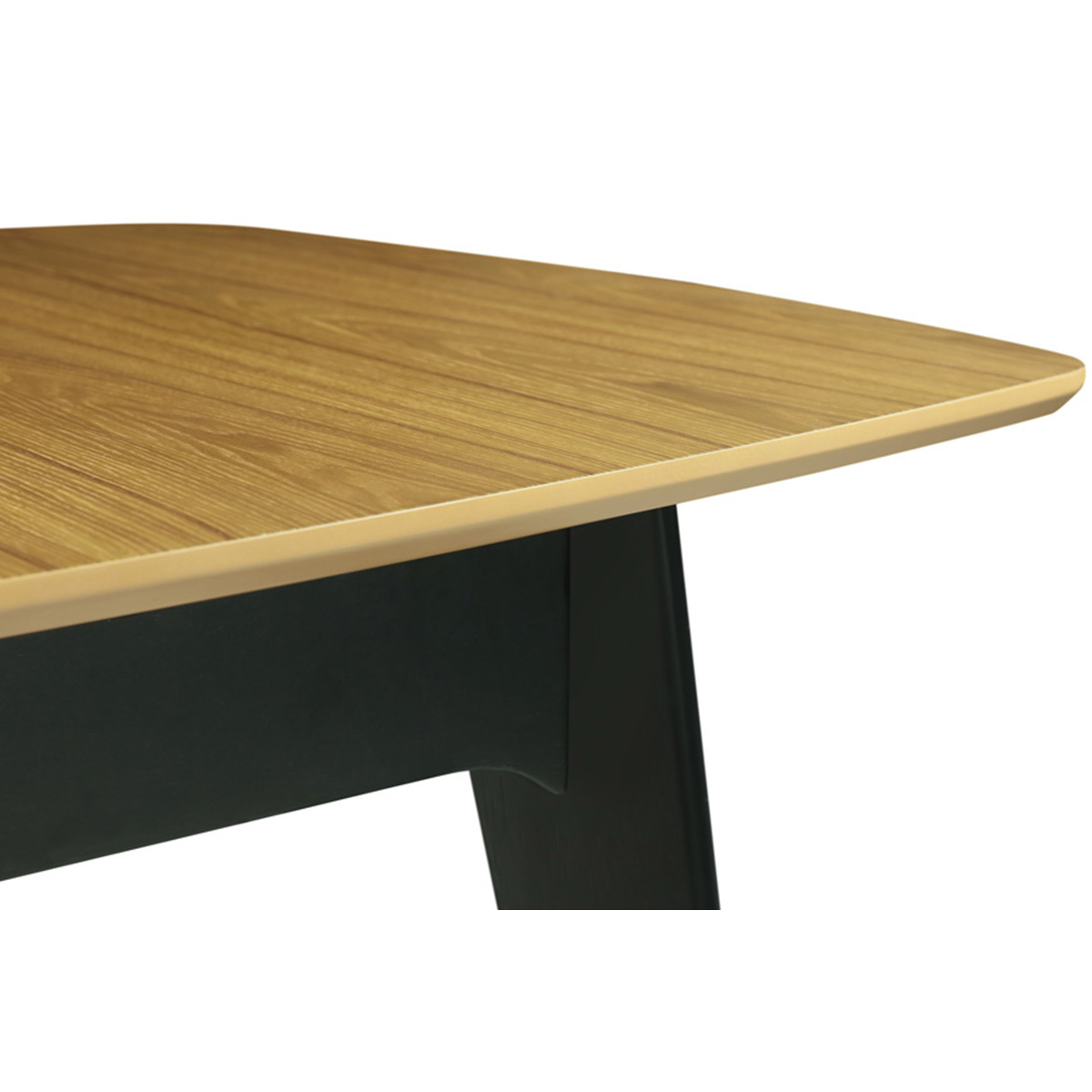 Table extensible rallonges intégrées rectangulaire L140-180 cm MEENA bois clair / noir, MILIBOO
