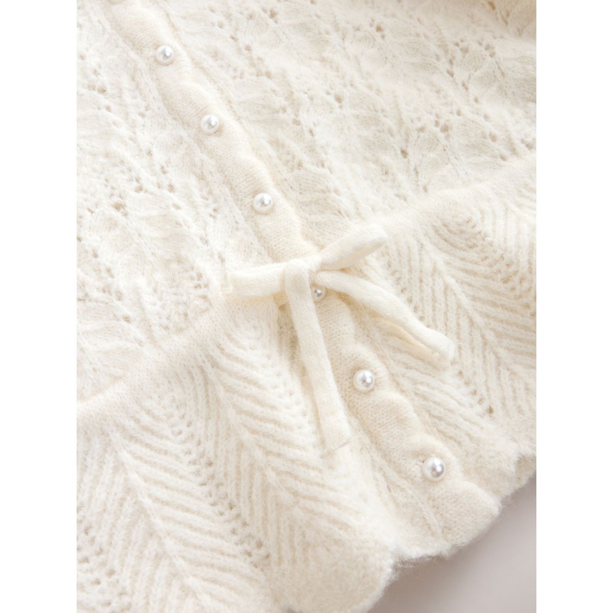 Cardigan en maille pointelle noué à la taille écru, NEXT