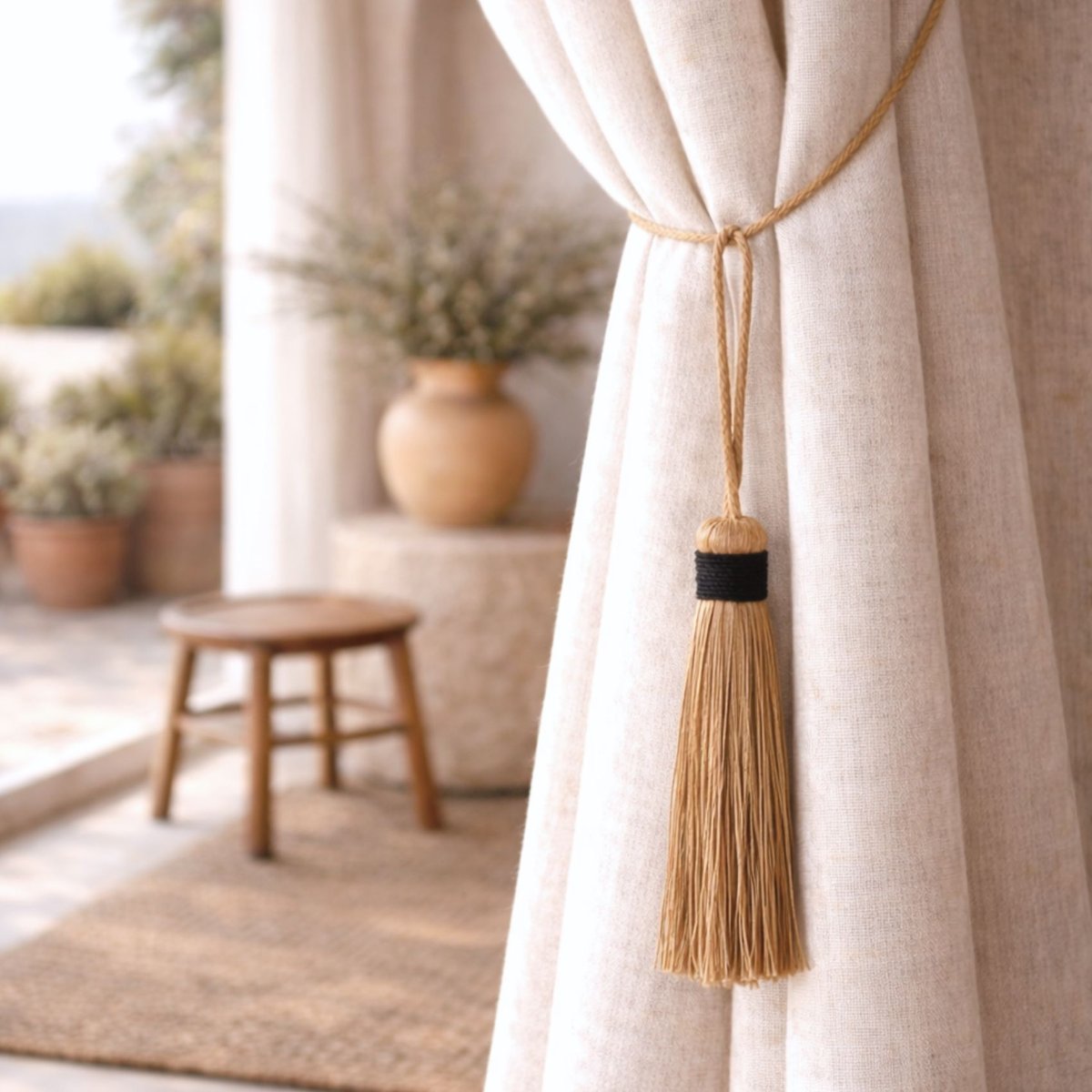 Embrasse pompon naturel -  LOJI noir, HOME MAISON