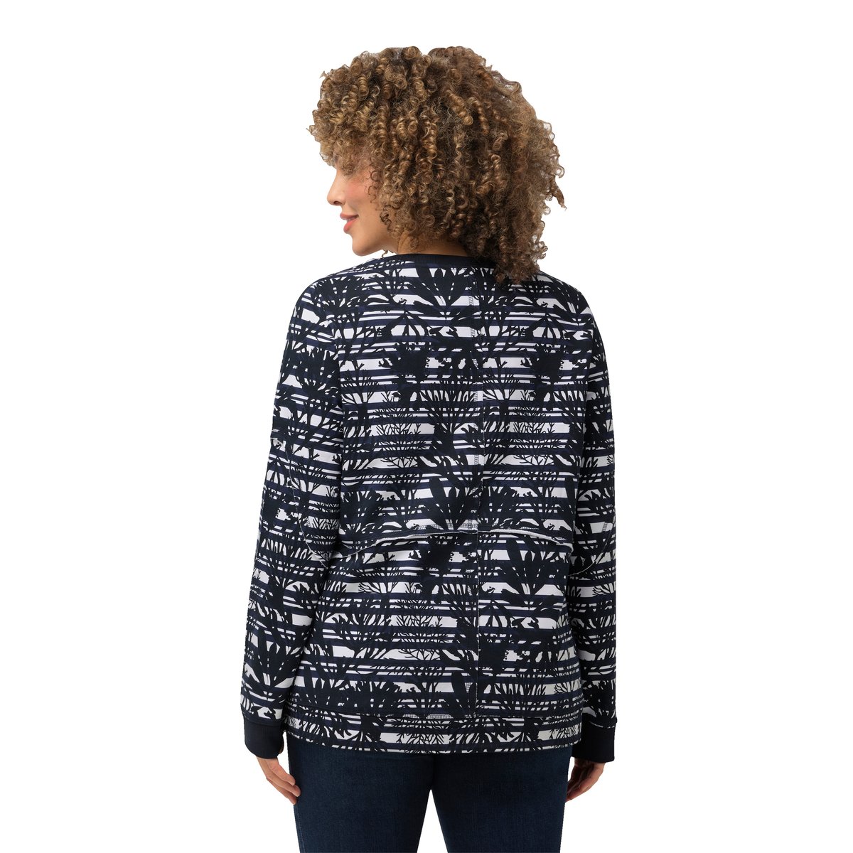 Sweat, côtés ouverts, col rond marine, ULLA POPKEN
