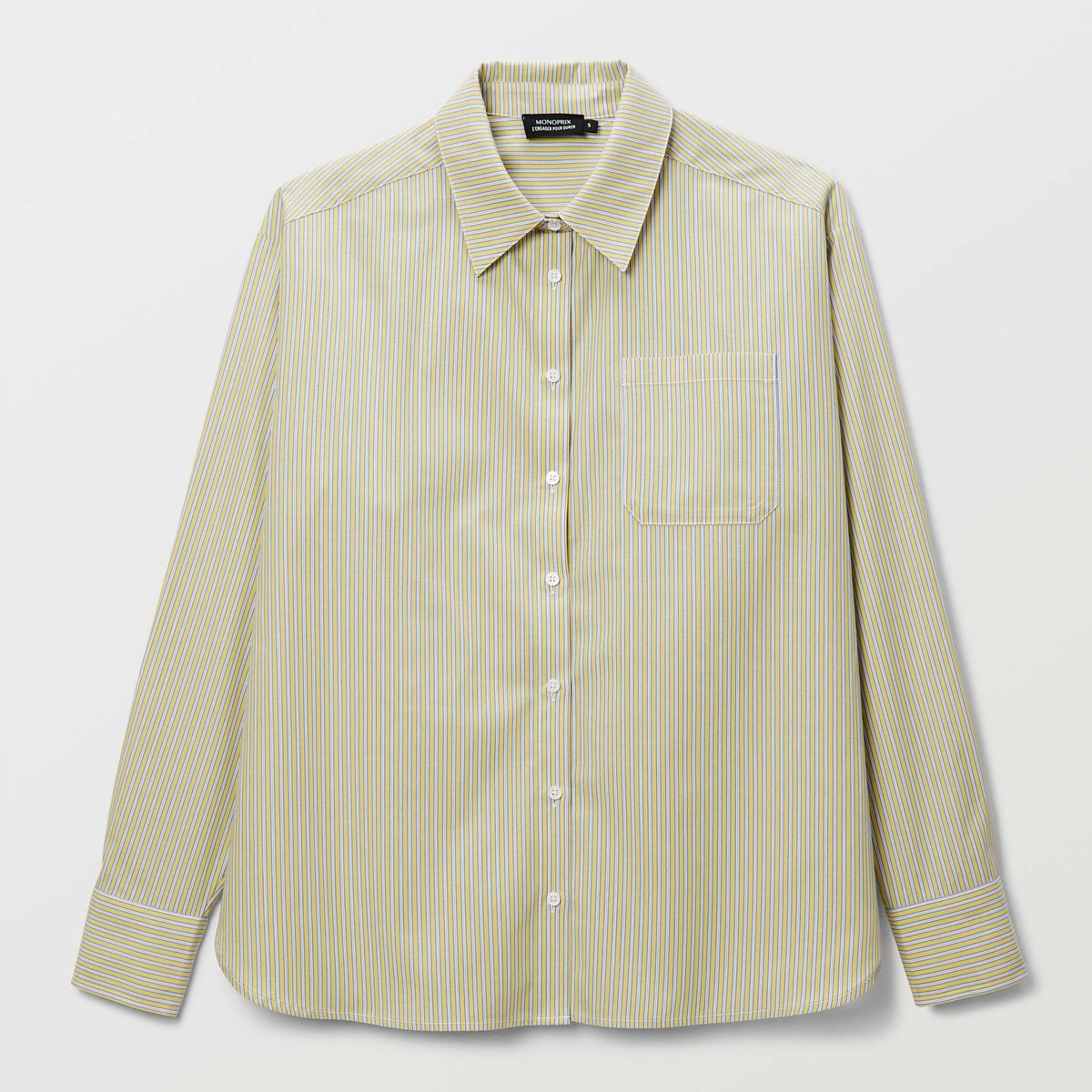 Chemise manches longues rayée en coton BIO GOTS cedrat, MONOPRIX