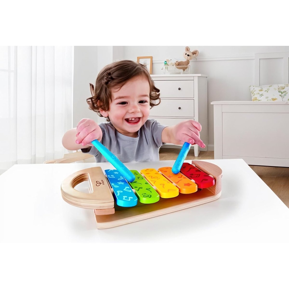 Xylophone arc-en-ciel beige, HAPE TOYS