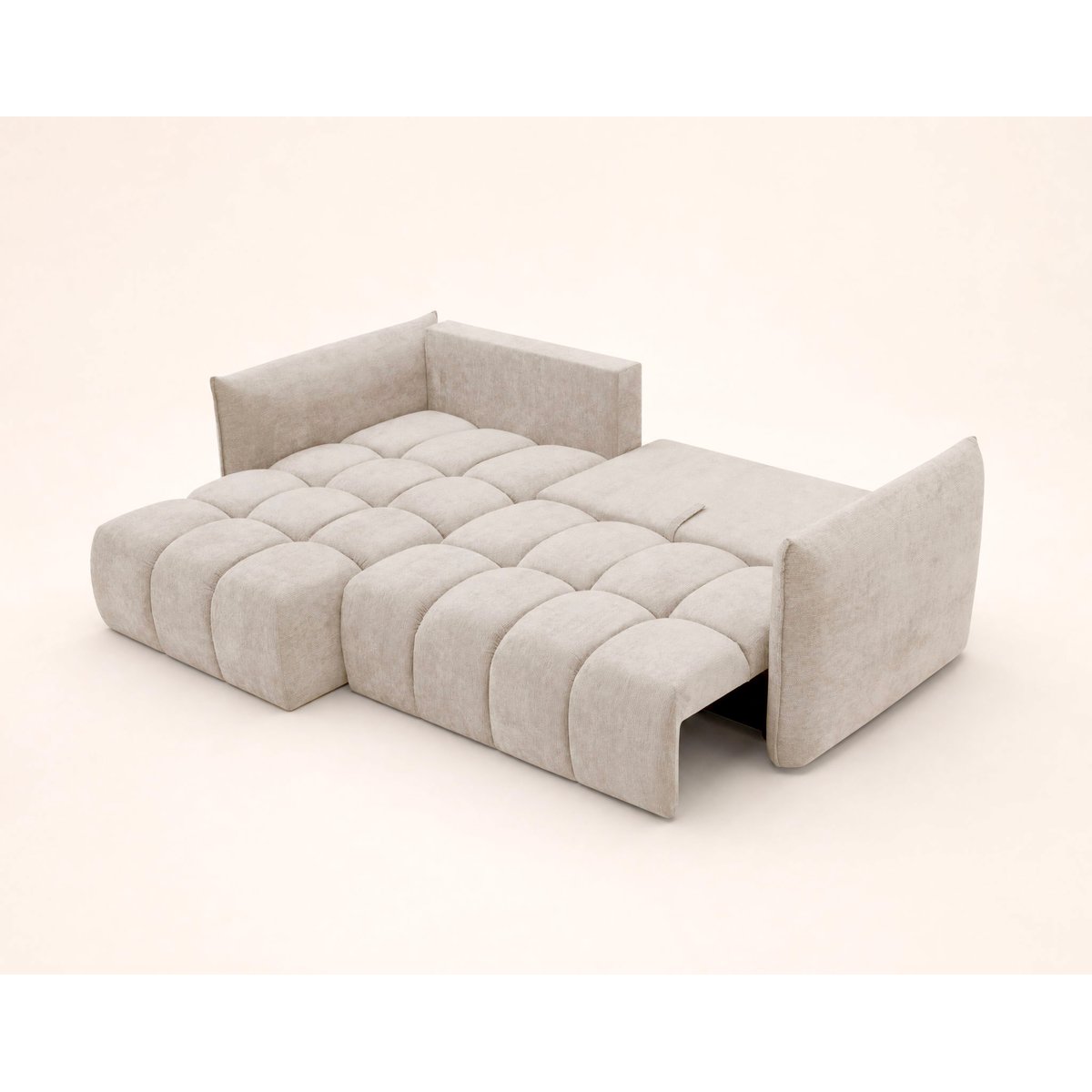 Canapé d'Angle Convertible en Velours texturé 4 places - AMBROISE beige, BEST MOBILIER