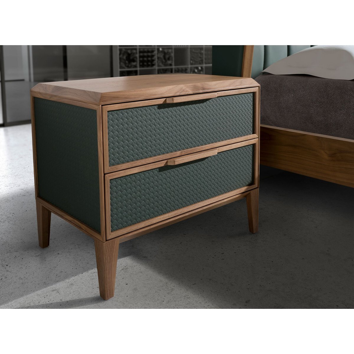 Table de chevet en pvc vert foncé et noyer vert foncé | noyer, ANGEL CERDA