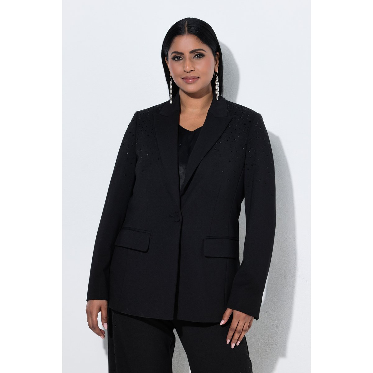 Blazer avec petits strass fantaisie noir, ULLA POPKEN